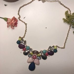 Colorful rhinestone statement necklace